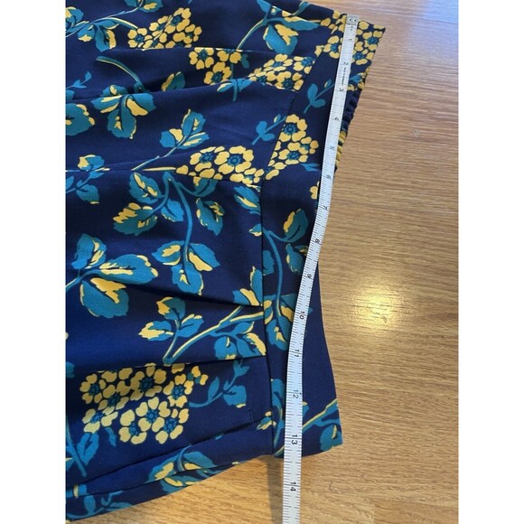 J Crew Navy Floral Print High Waist Wide Leg Cropped Pull On Pants Size 2 - Picture 9 of 11